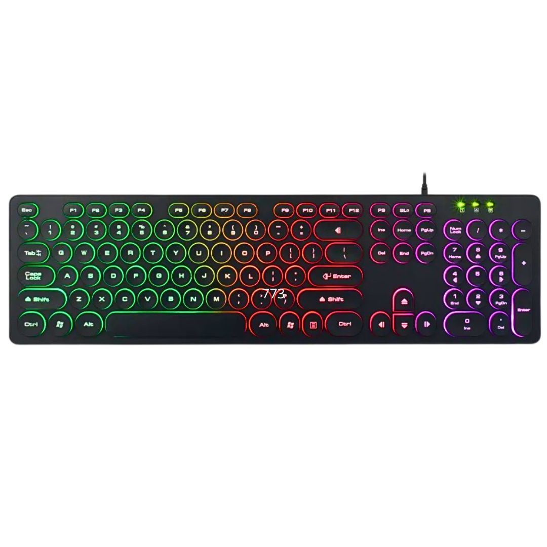 Teclado Gamer Retroiluminado SEISA DN-DY02 – Iluminación Arcoíris y Teclas Reforzadas