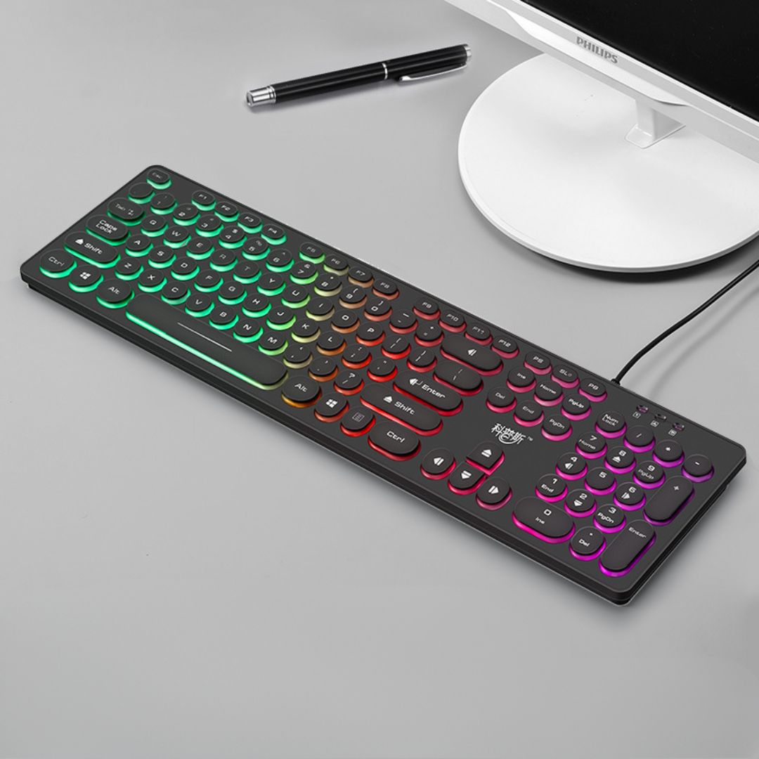 Teclado Gamer Retroiluminado SEISA DN-DY02 – Iluminación Arcoíris y Teclas Reforzadas