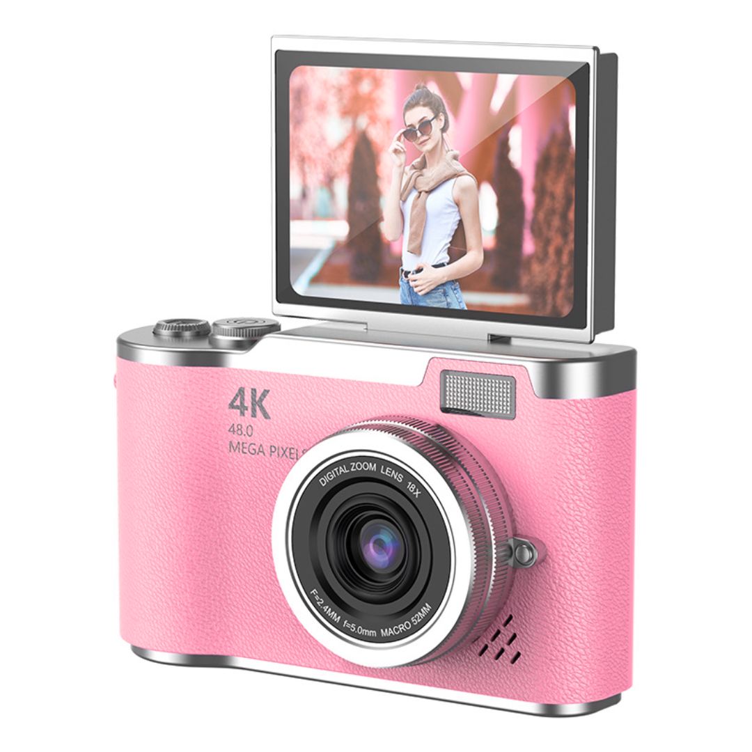 Cámara Digital Full HD para Niños y Principiantes con Pantalla Abatible 2.4”, Zoom 8X, Video Full HD y Enfoque Automático