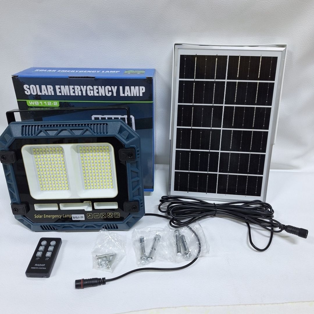 Reflector Solar Portátil 200W con Panel y Control Remoto IP65 para Emergencias y Exteriores