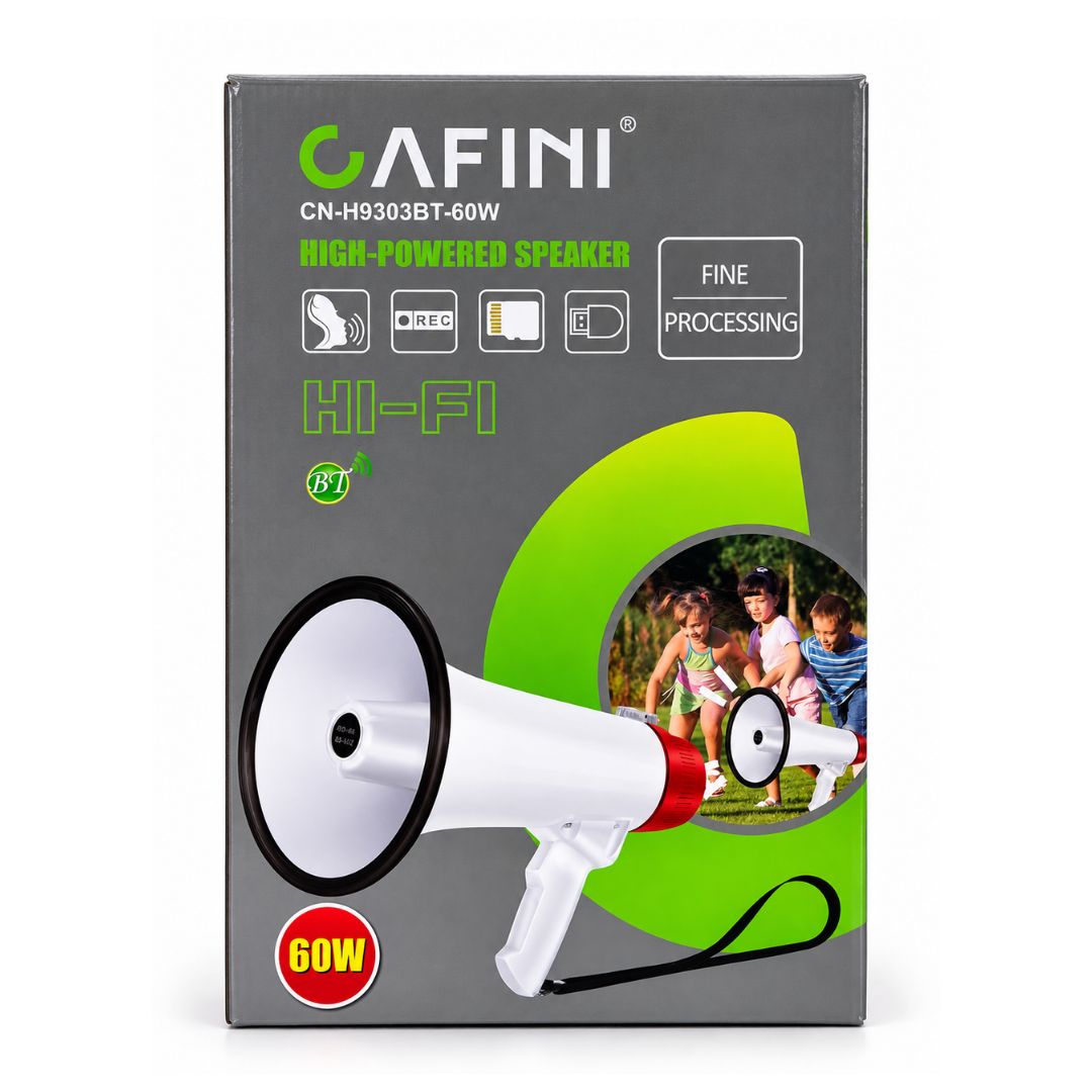 Megáfono CAFINI 60W Bluetooth Recargable con Grabación USB MicroSD