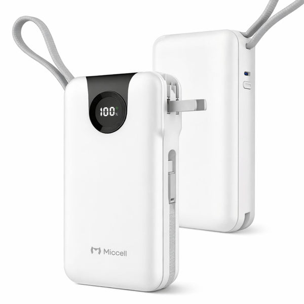 Power Bank 20000mAh 35W Carga Rápida con Cables Integrados USB-C Lightning Miccell VQ-P59
