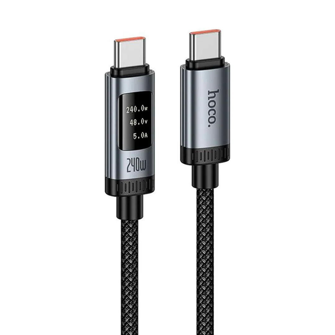 Cable Tipo C a Tipo C Hoco U148 240W con Pantalla Digital OLED y Carga Rápida