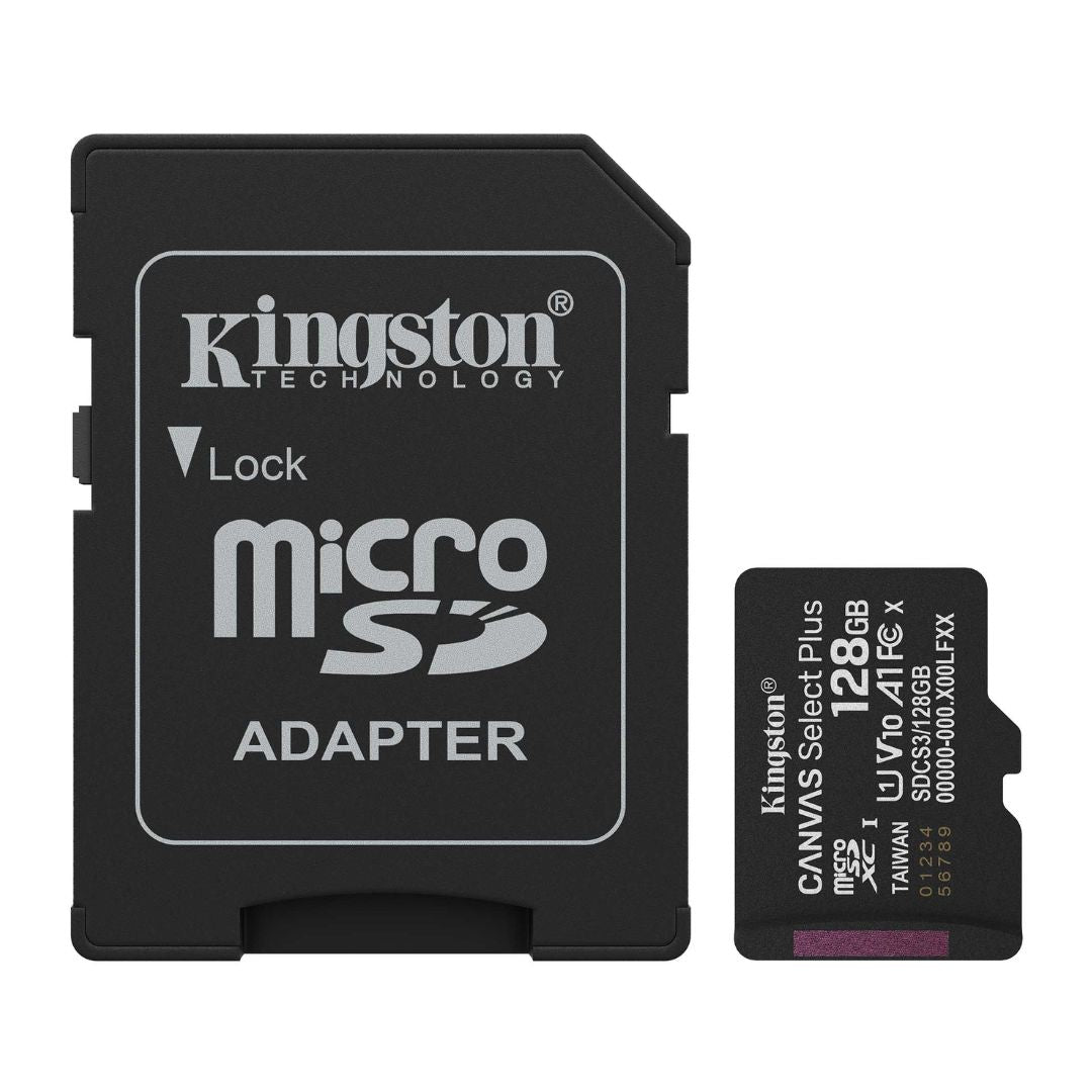 Memoria MicroSD 128GB Kingston Canvas Select Plus 150MB/s Clase 10 para Celular y Cámaras