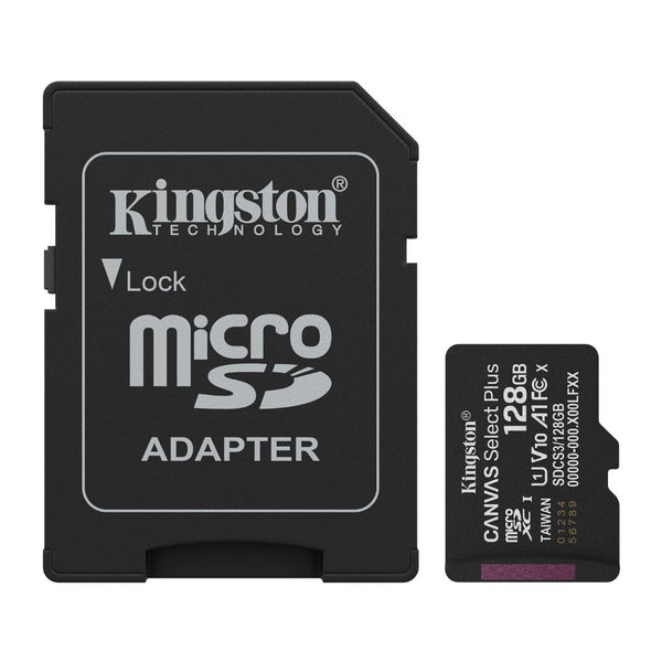 Memoria MicroSD 128GB Kingston Canvas Select Plus 150MB/s Clase 10 para Celular y Cámaras