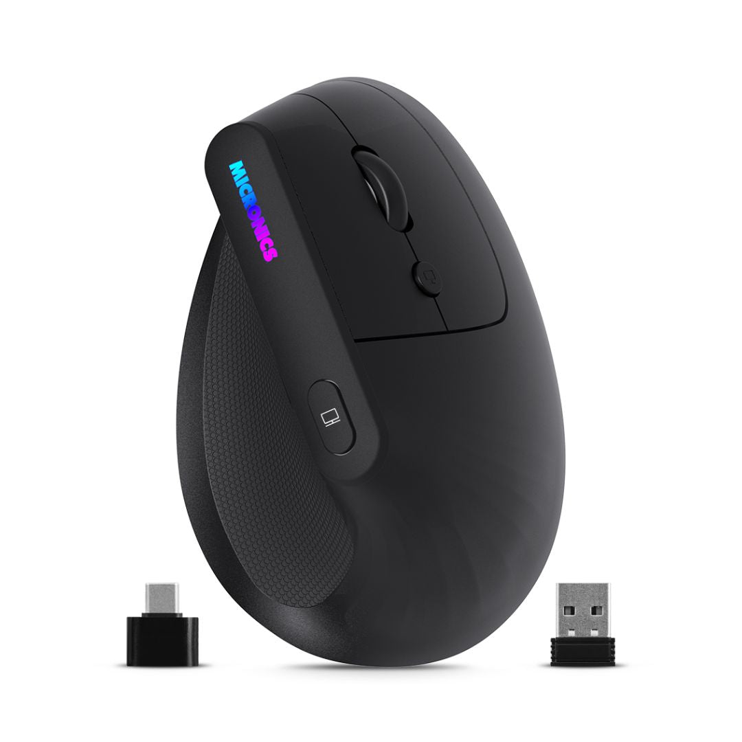 Mouse Vertical Ergonómico Micronics M755 Bluetooth 2.4GHz Recargable 3200 DPI