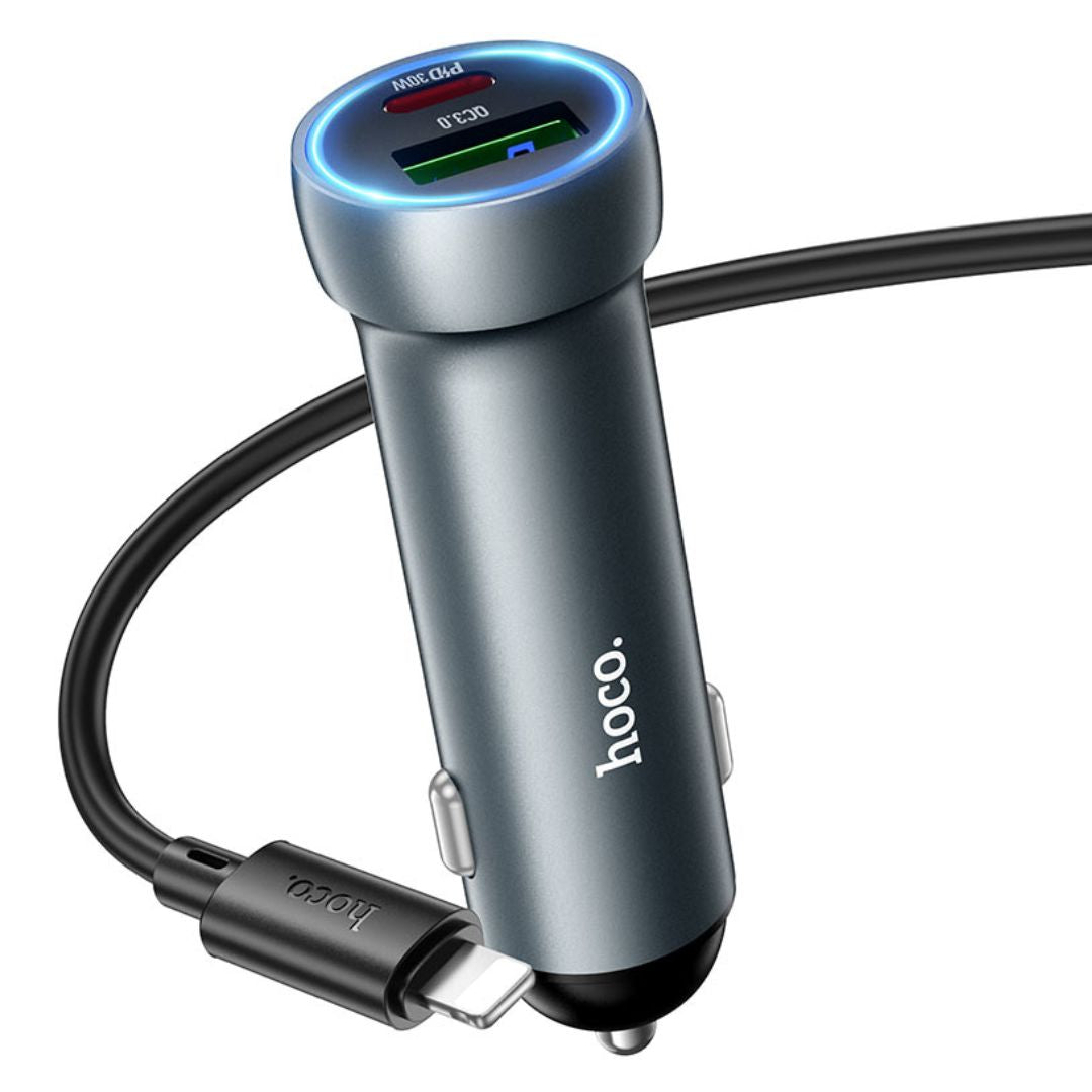 Cargador para Auto Hoco Z54A 48W USB-C PD 30W USB-A 18W con Cable Tipo C