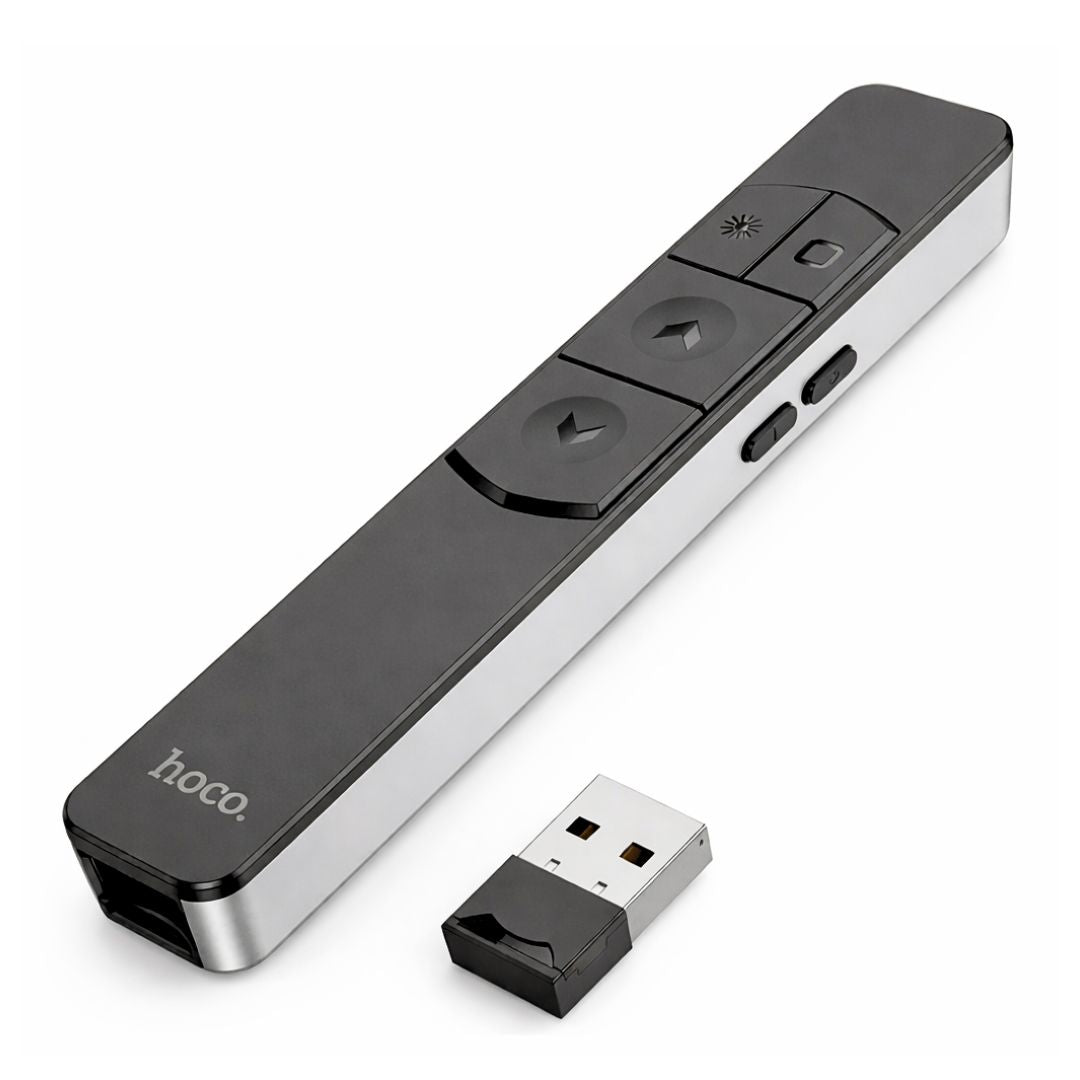 Presentador Inalámbrico Hoco GM202 con Puntero Láser Rojo 2.4G Recargable para PowerPoint y Keynote