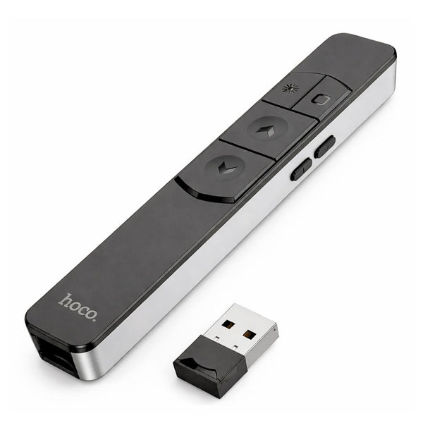Presentador Inalámbrico Hoco GM202 con Puntero Láser Rojo 2.4G Recargable para PowerPoint y Keynote