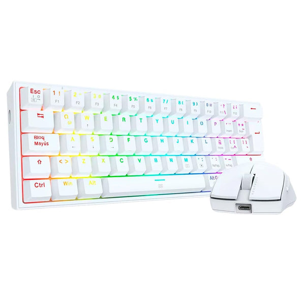 Combo Gamer Redragon S143W Teclado Mecánico 60% RGB y Mouse 12400 DPI con Cable