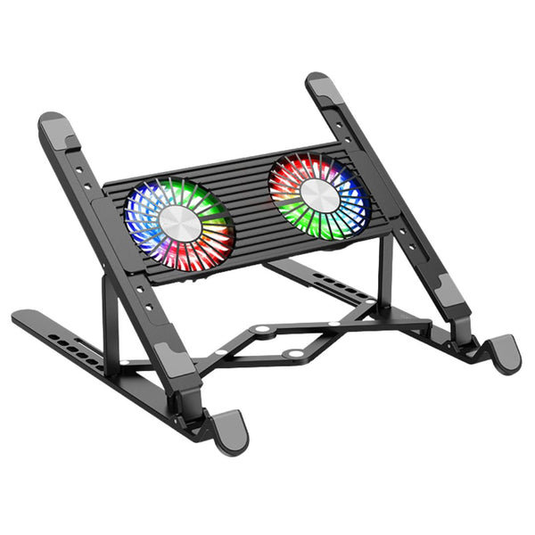 Soporte para Laptop Hoco DH17 Plegable Ajustable con Ventilador RGB para Portátiles de hasta 17.3 Pulgadas