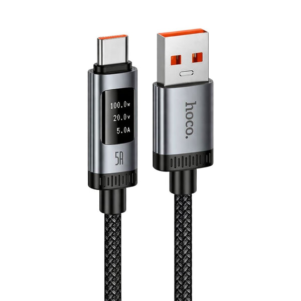 Cable USB-A a Tipo C Hoco U148 100W con Pantalla Digital OLED y Carga Rápida