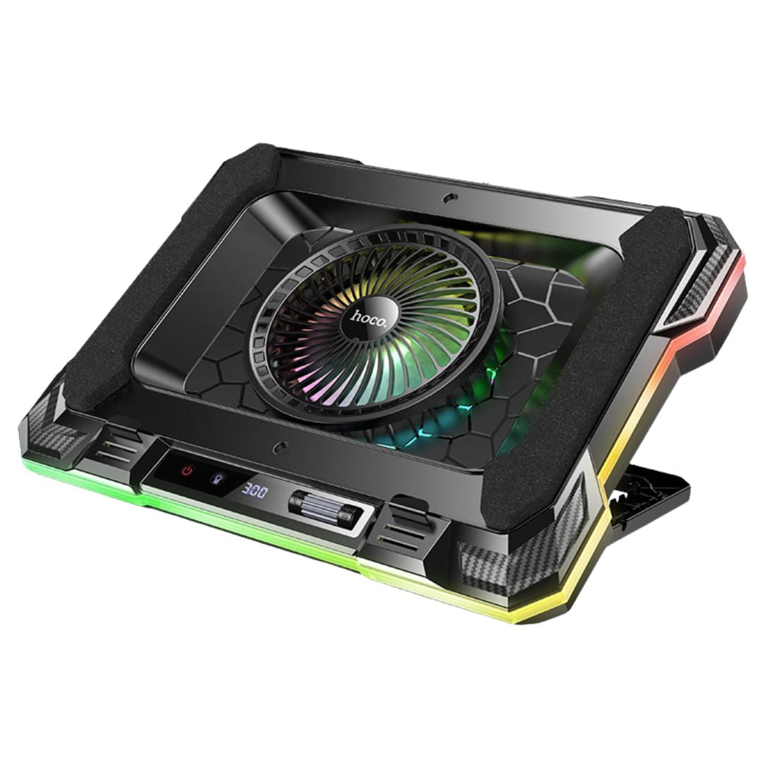 Cooler para Laptop Hoco DH20 RGB Ajustable con Ventilador Grande para Portátiles de 14 a 19 Pulgadas