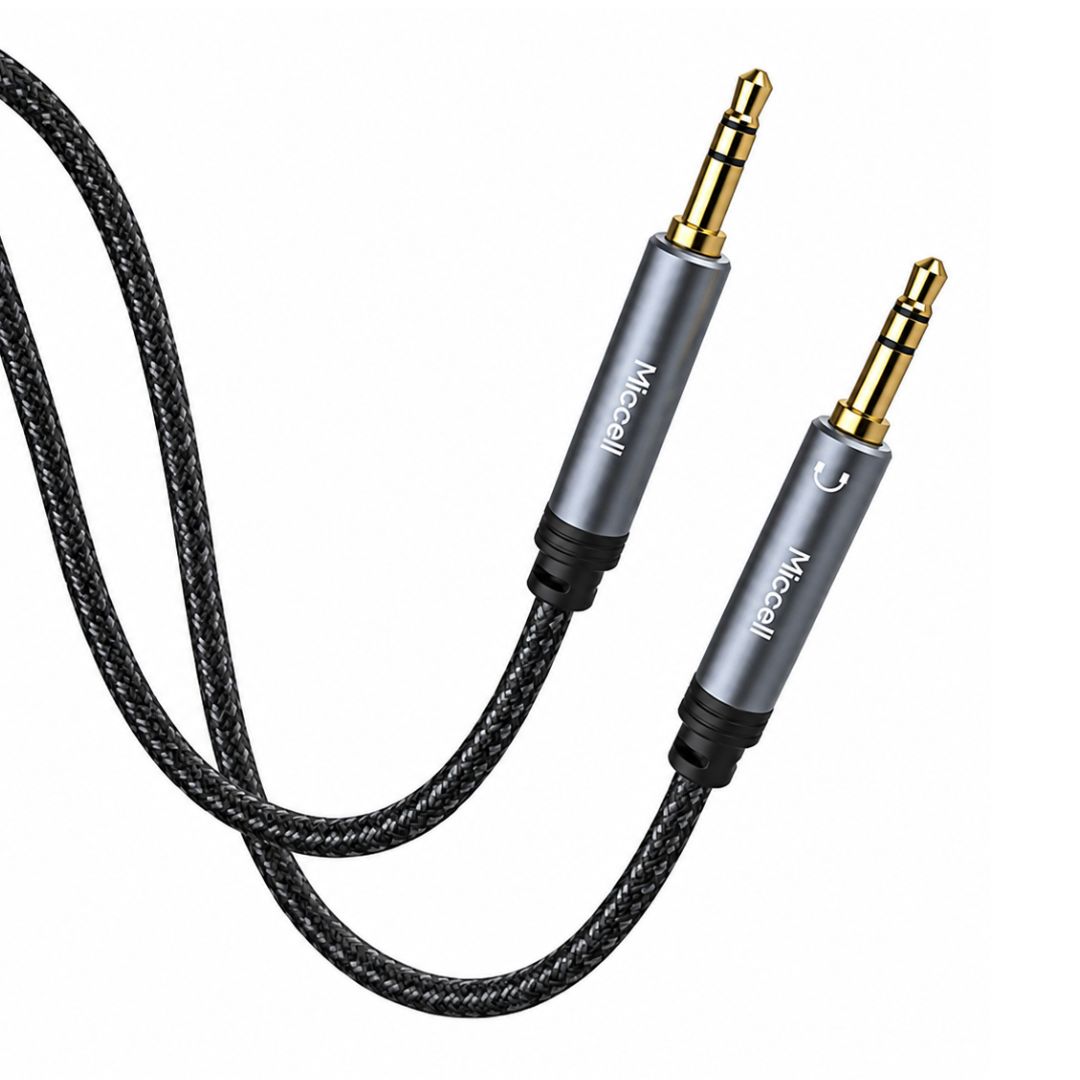Cable Auxiliar Jack 3.5mm a 3.5mm Miccell Hi-Fi Trenzado de 1 Metro