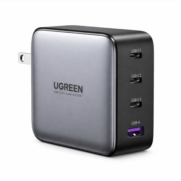 Cargador Rápido GaN UGREEN Nexode 100W de 4 Puertos con 3 USB-C y 1 USB-A para Laptop y Celular