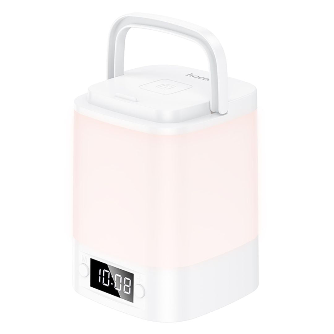 Lámpara LED Recargable Hoco HX15 con Reloj Digital 3 Tonos de Luz USB-C y Control Táctil