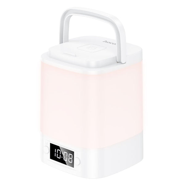 Lámpara LED Recargable Hoco HX15 con Reloj Digital 3 Tonos de Luz USB-C y Control Táctil