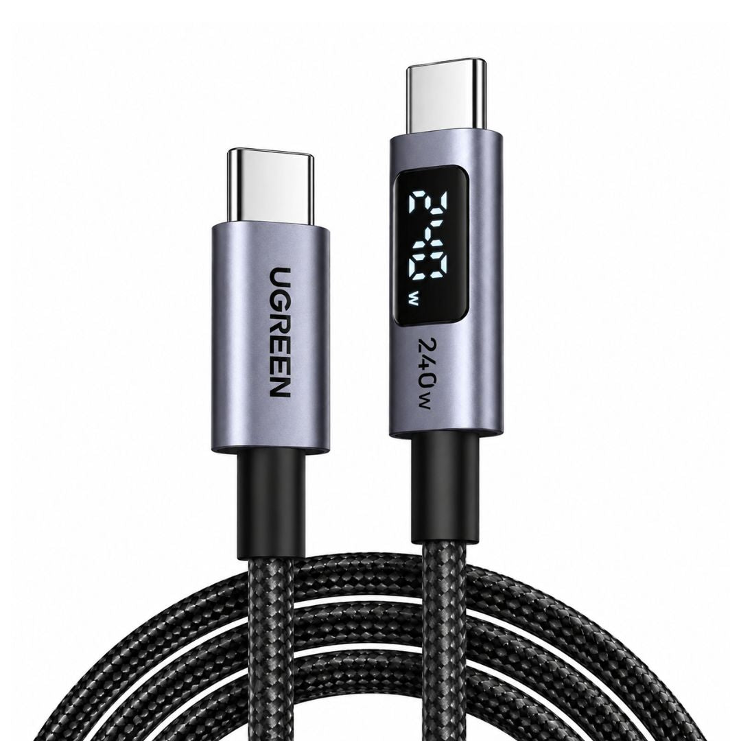 Cable USB-C a USB-C UGREEN L530 240W 1m Pantalla Digital Carga Rápida PD Trenzado