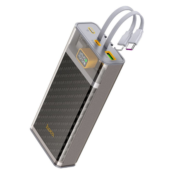 Power Bank 20000 mAh Hoco J104A con Carga Rápida 22.5W Pantalla LED Cables Integrados y USB-C