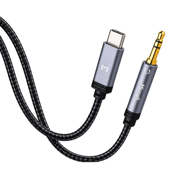 Cable Auxiliar USB-C a 3.5mm Miccell Hi-Fi Trenzado con Conectores Dorados de 1 Metro