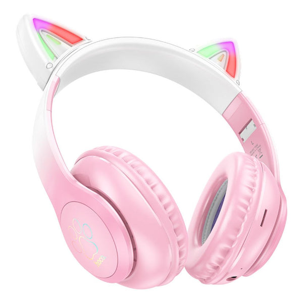 Audífonos Bluetooth Hoco W42 Cat Ears con Luces RGB TF AUX y Micrófono