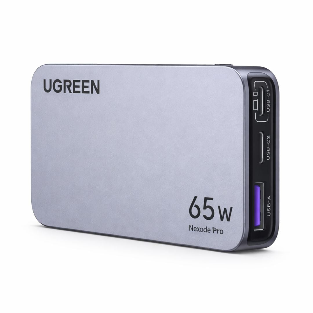 Cargador Rápido GaN UGREEN Nexode Pro 65W Ultra Slim con 2 USB-C y 1 USB-A para Laptop y Celular