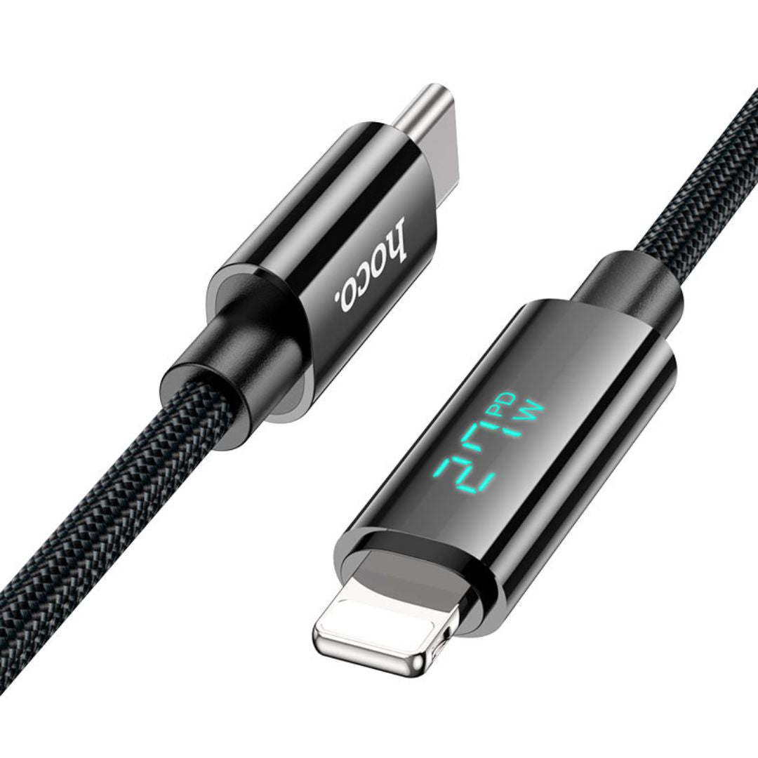 Cable Tipo C a Lightning Hoco U125 Benefit 27W PD para iPhone con Pantalla Digital LED