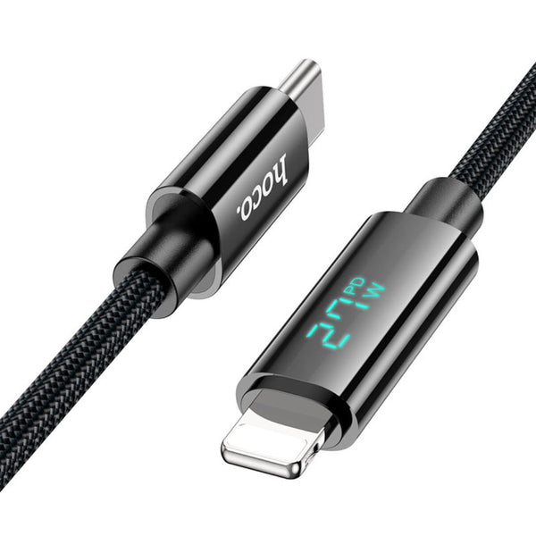 Cable Tipo C a Lightning Hoco U125 Benefit 27W PD para iPhone con Pantalla Digital LED