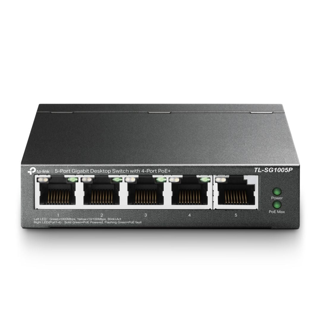 Switch PoE Gigabit 5 Puertos TP-Link TL-SG1005P 4 PoE+ 65W para Cámaras IP