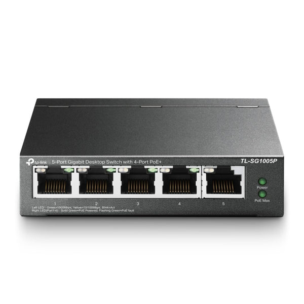 Switch PoE Gigabit 5 Puertos TP-Link TL-SG1005P 4 PoE+ 65W para Cámaras IP