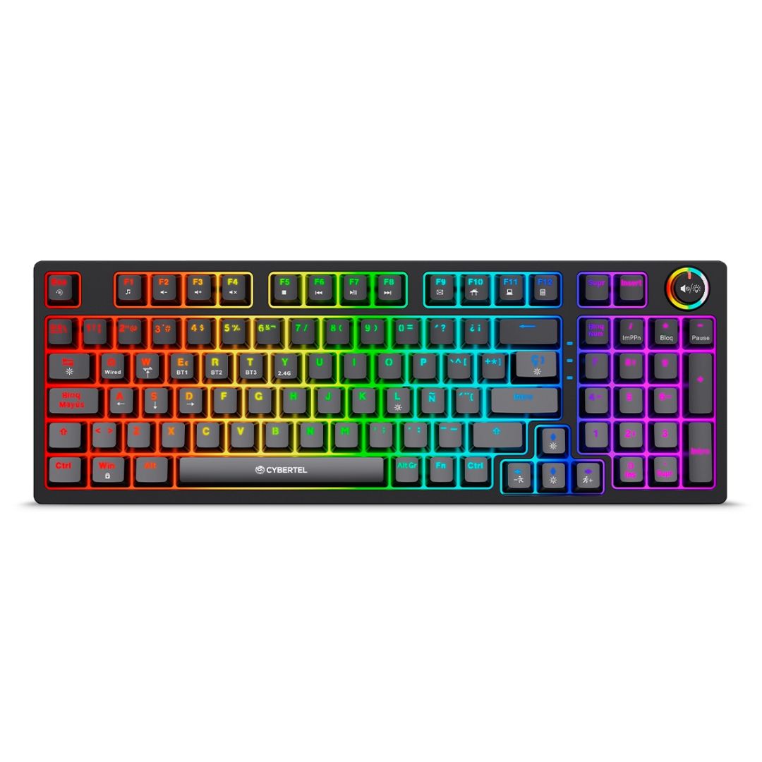 Teclado Gamer Mecánico Cybertel K1008-3M RGB Bluetooth 2.4G