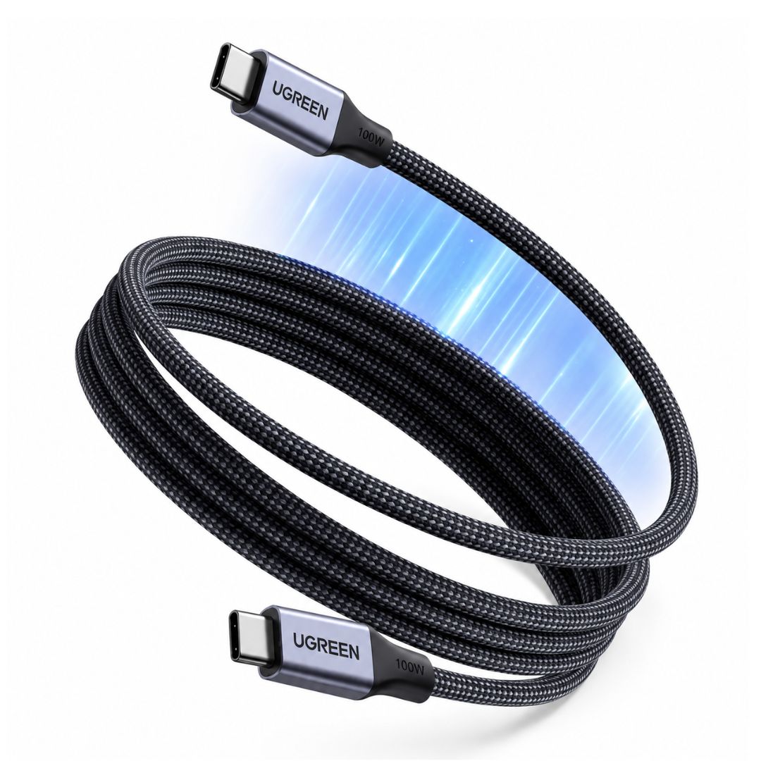 Cable USB-C a USB-C UGREEN L520 100W 1m Carga Rápida PD Magnético Trenzado