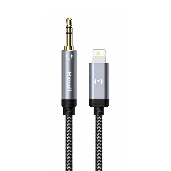 Cable Auxiliar Lightning a 3.5mm Miccell para iPhone, Audio Hi-Fi Trenzado 1 Metro