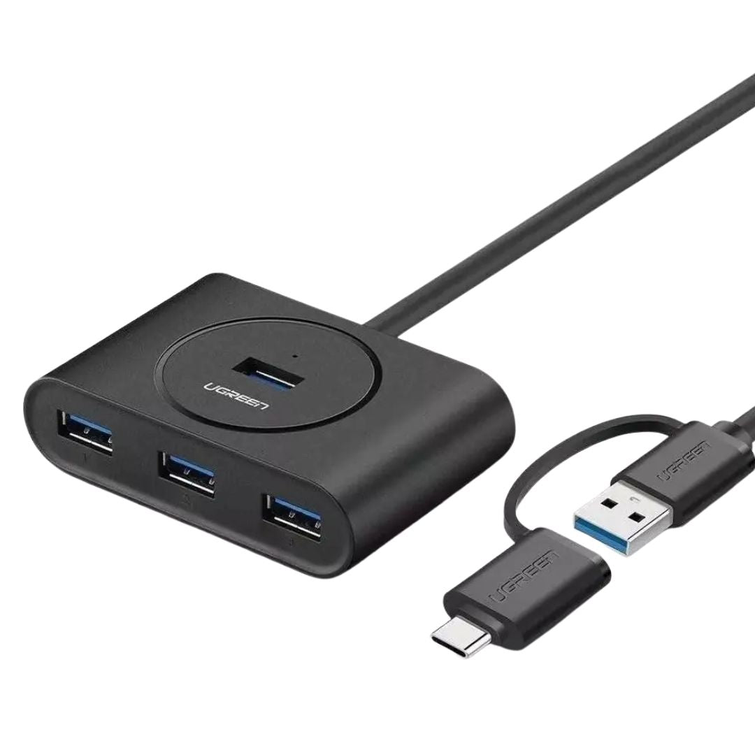 Hub USB 3.0 UGREEN CR113 de 4 Puertos con Adaptador USB-C y Cable de 1 Metro