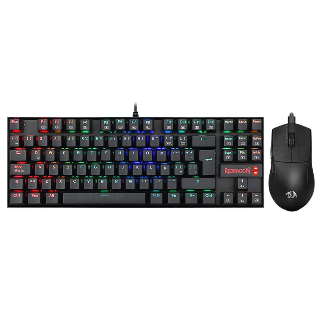 Combo Gamer Redragon S145 Teclado Mecánico RGB y Mouse 12400 DPI con Cable para PC