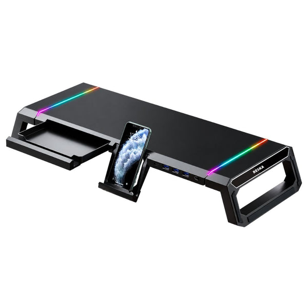 Soporte Elevador para Monitor DN-H641 con Hub USB-C RGB Cajón y Porta Celular