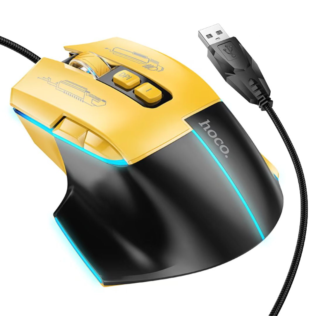 Mouse Gamer Hoco GM31 Overlord RGB USB 3600 DPI con 7 Botones y Cable Trenzado