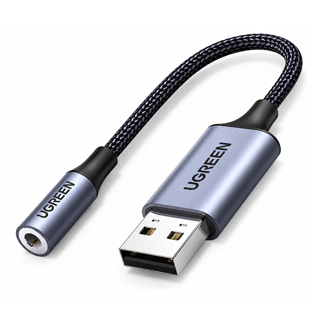 Adaptador de Audio USB UGREEN CM477 a Jack 3.5mm para Audífonos y Micrófono