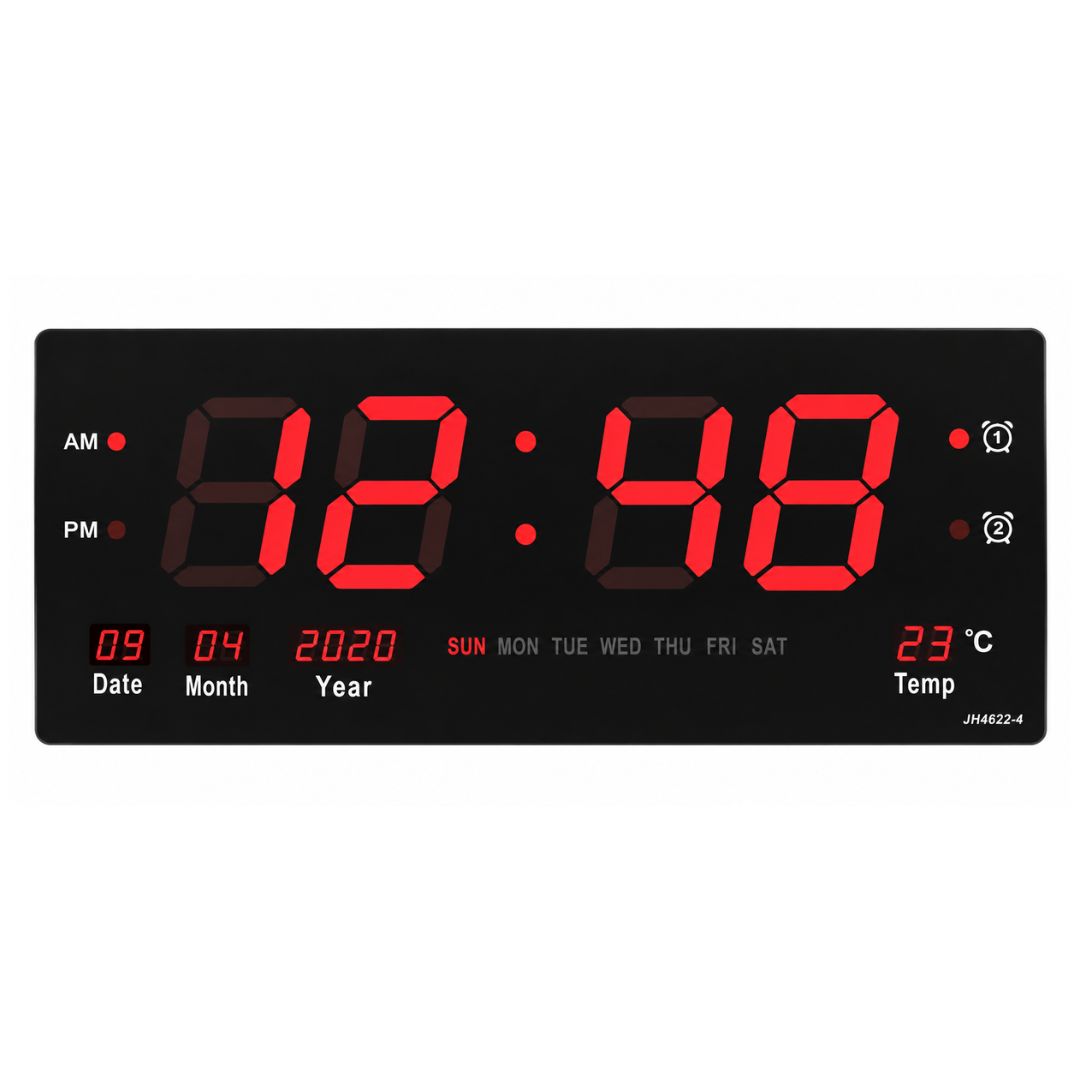 Reloj Digital de Pared LED Grande Fecha Temperatura Alarma