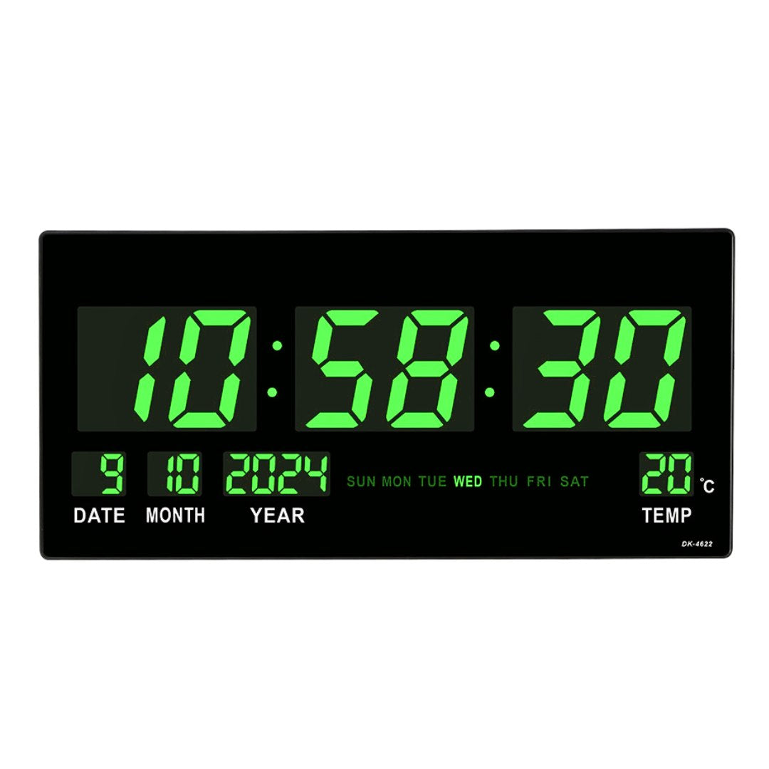 Reloj Digital LED Grande de Pared 46 cm con Hora 12/24h, Fecha, Día, Temperatura y Brillo Automático – JH4622