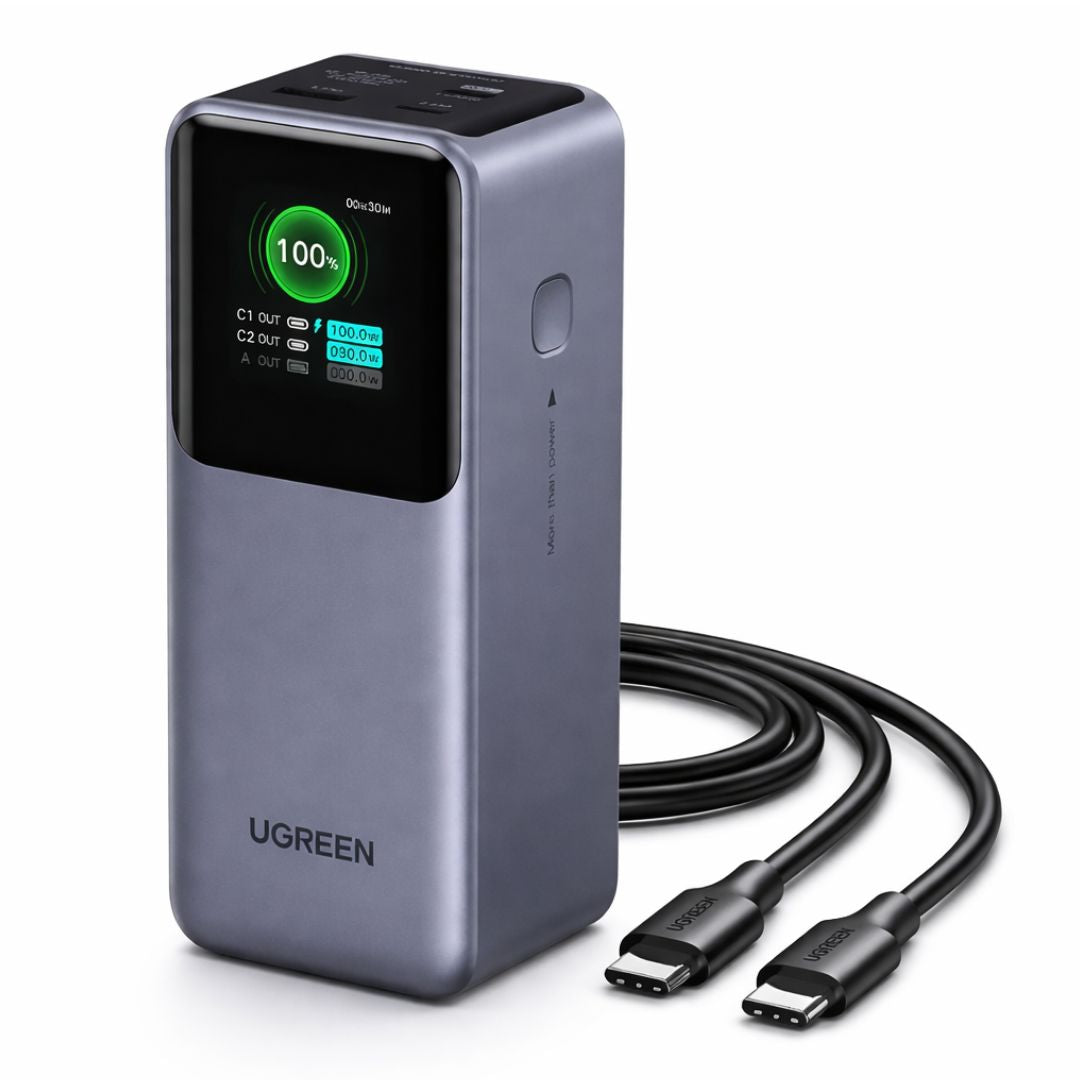 Power Bank UGREEN Nexode 20000mAh 100W PD 3.0 con Pantalla TFT USB-C para Laptop y Celular PB721
