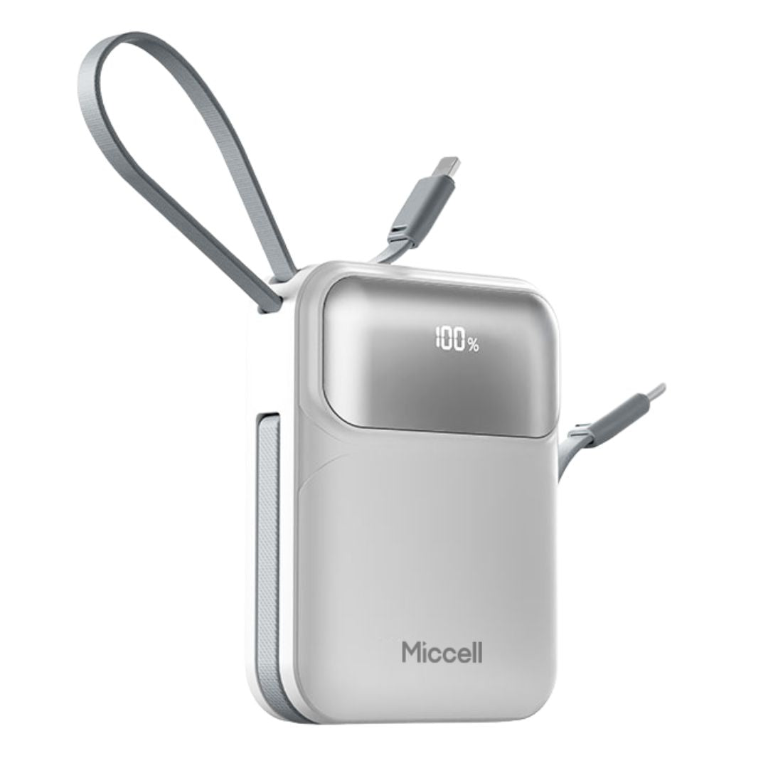 Power Bank 10000mAh 35W Carga Rápida con Cables Integrados USB-C Lightning Miccell VQ-P51