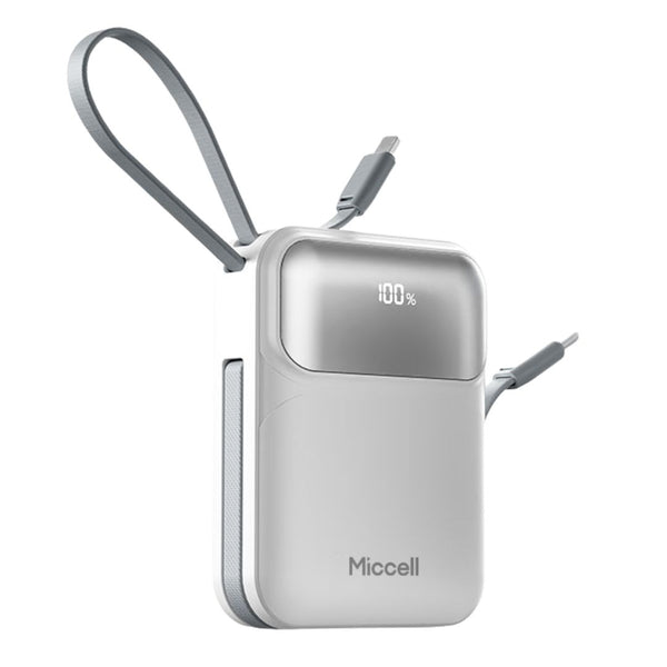 Power Bank 10000mAh 35W Carga Rápida con Cables Integrados USB-C Lightning Miccell VQ-P51