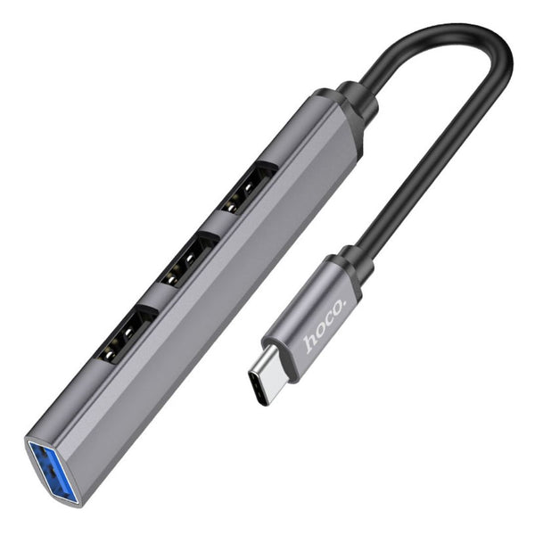 Hub USB-C Hoco HB26 4 en 1 con USB 3.0 y 3 USB 2.0 OTG para Laptop y Celular