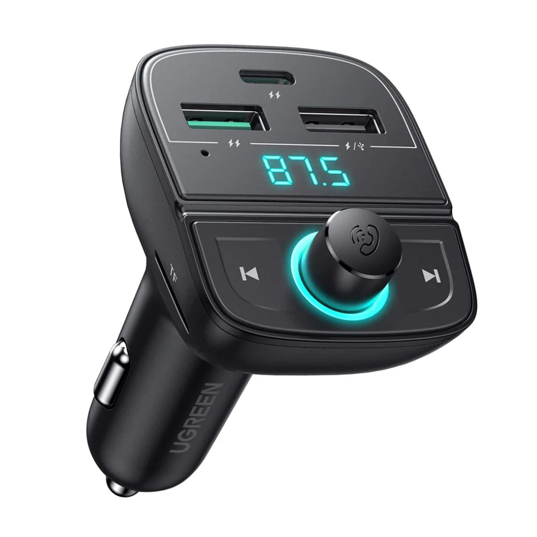 Transmisor FM Bluetooth UGREEN CD229 para Auto con Cargador PD QC 31.5W y Manos Libres