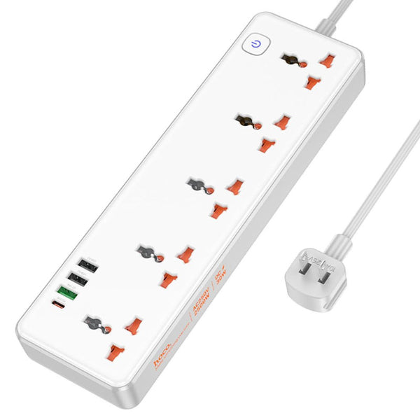 Regleta Eléctrica Hoco AC14 Rico con 5 Tomas 3 USB-A USB-C PD 30W QC 3.0 y Cable de 1.5 m