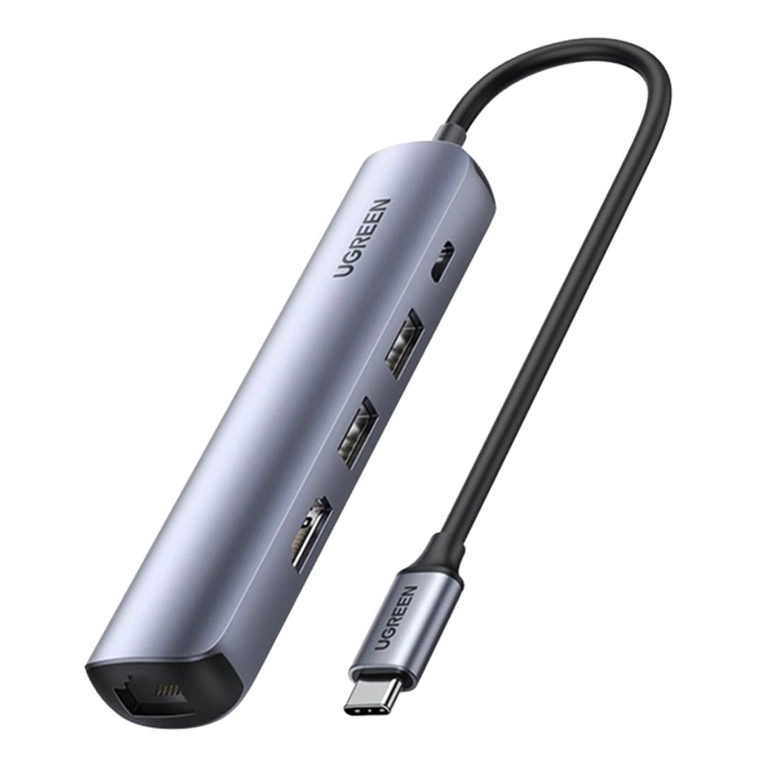 Hub USB-C 5 en 1 UGREEN CM418 HDMI 4K 60Hz Ethernet Gigabit PD 100W para Laptop