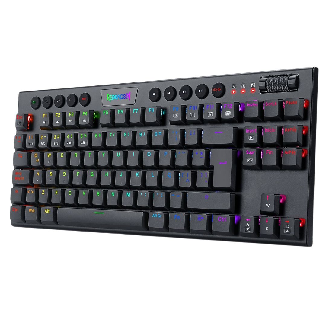Teclado Mecánico Gamer Redragon Horus K621-RGB TKL Inalámbrico Bluetooth y Cable USB-C Low Profile