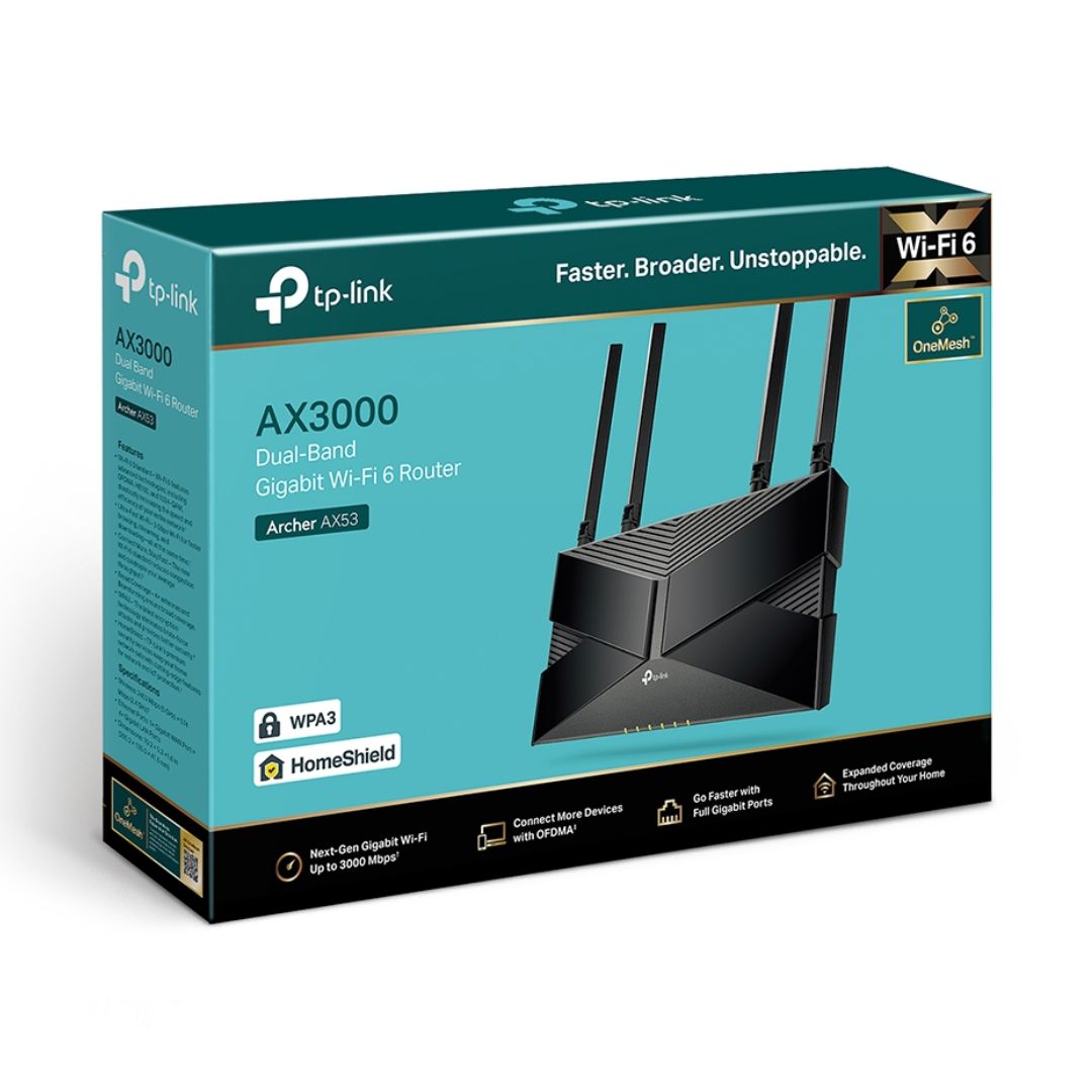 Router WiFi 6 TP-Link Archer AX53 AX3000 Gigabit Doble Banda con 4 Antenas
