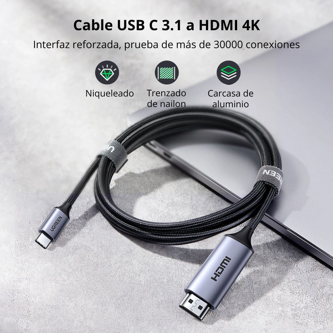 Cable USB-C a HDMI UGREEN MM142 1.5m 4K 60Hz para Laptop TV y Proyector